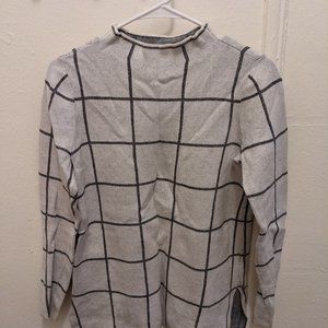 Loft Mockneck Sweater, checkered, Sz S